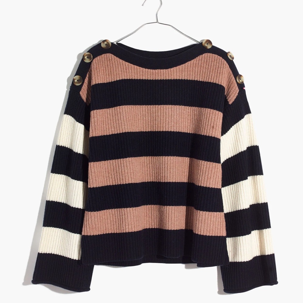 Madewell Calloway Boatneck Pullover Sweater in Stripe Mix